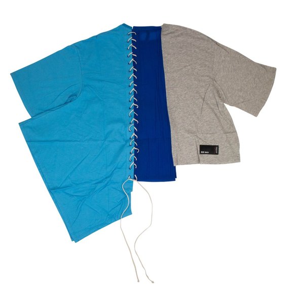 UNRAVEL PROJECT Blue Paneled Asymmetric T-Shirt Size XS $510 - Picture 4 of 6